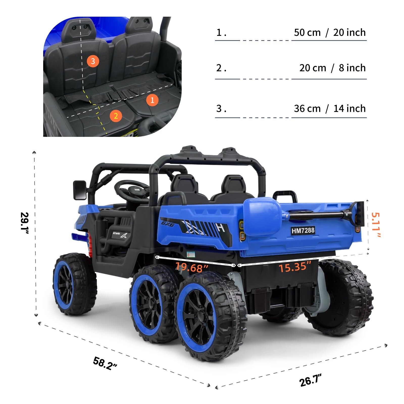 Kids 2 Seater Ride on Car 24V Electric Dump Truck 4WD UTV w/Parental Remote LED