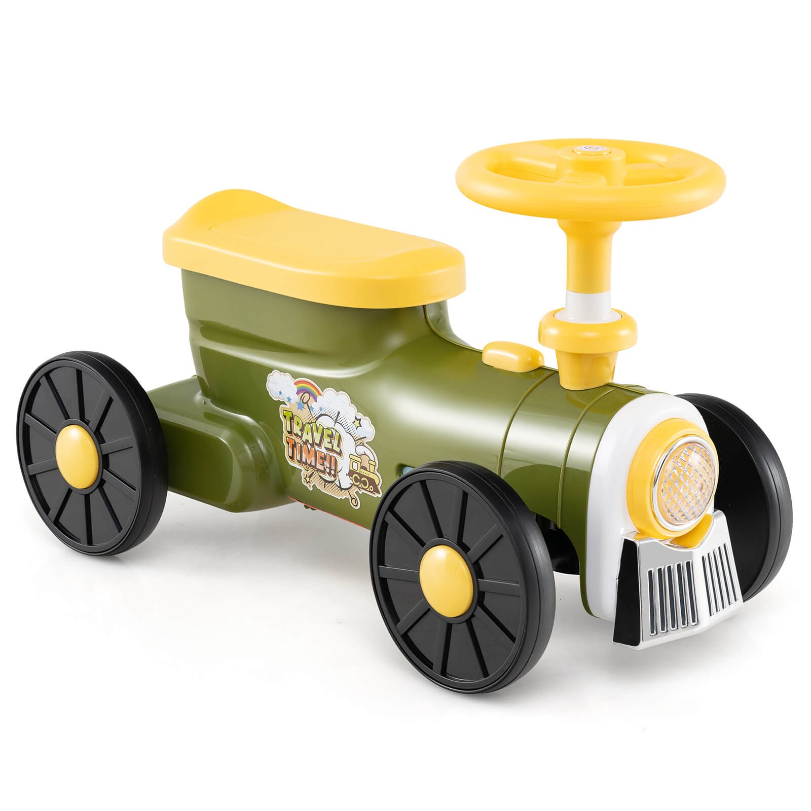 Ride on Push Car w/ Storage Compartment & Train Whistle Sound Button