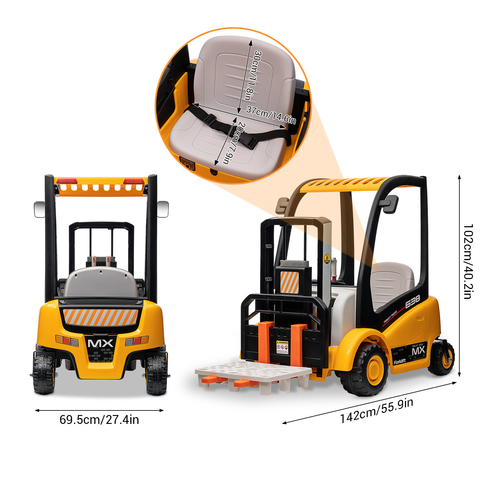 Kids Forklift Ride On Cars W/ Remote Control Battery Powered Electric Vehicle