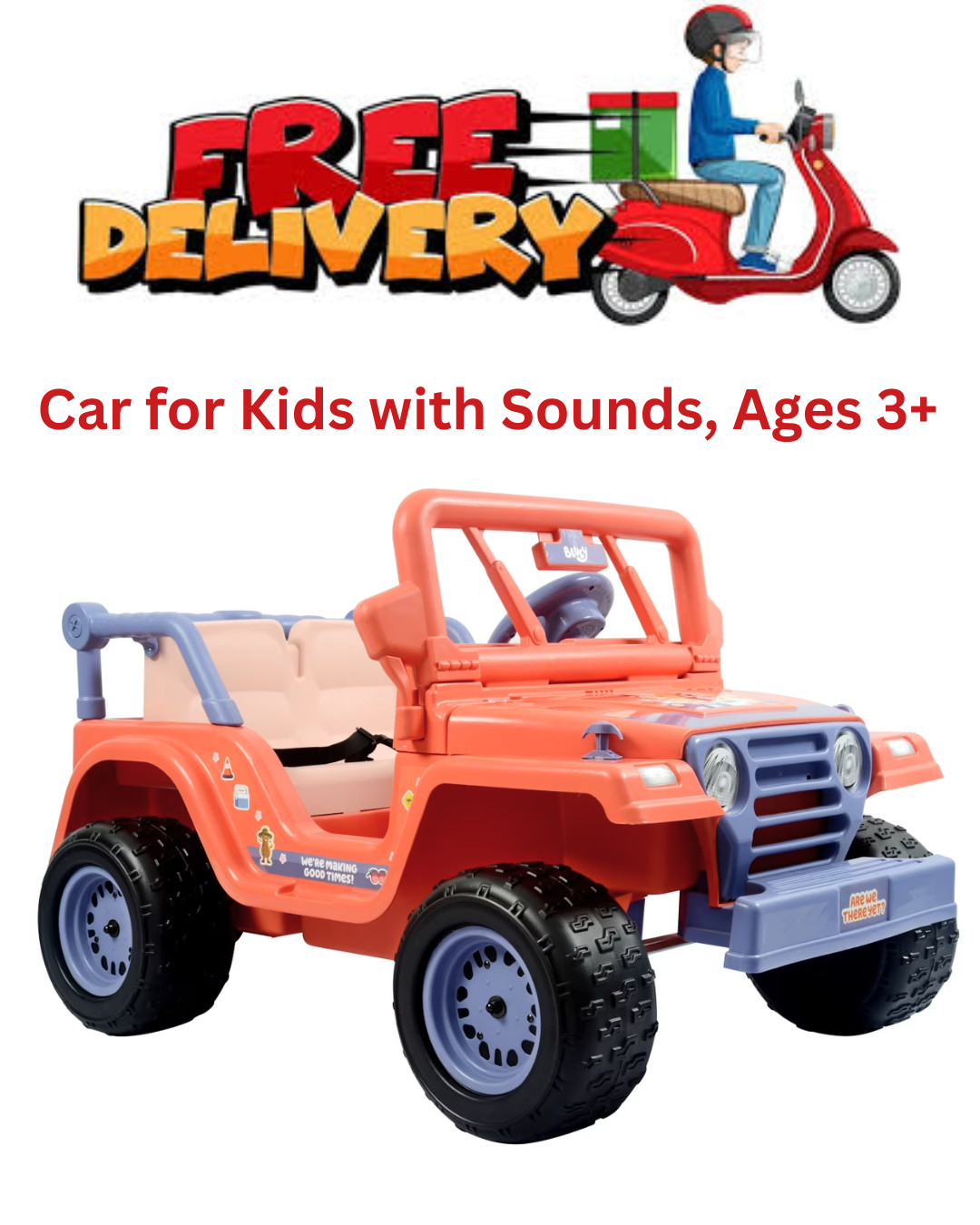 12V Bluey 4-Wheeler Ride-on, Battery Powered Car for Kids with Sounds, Ages 3+