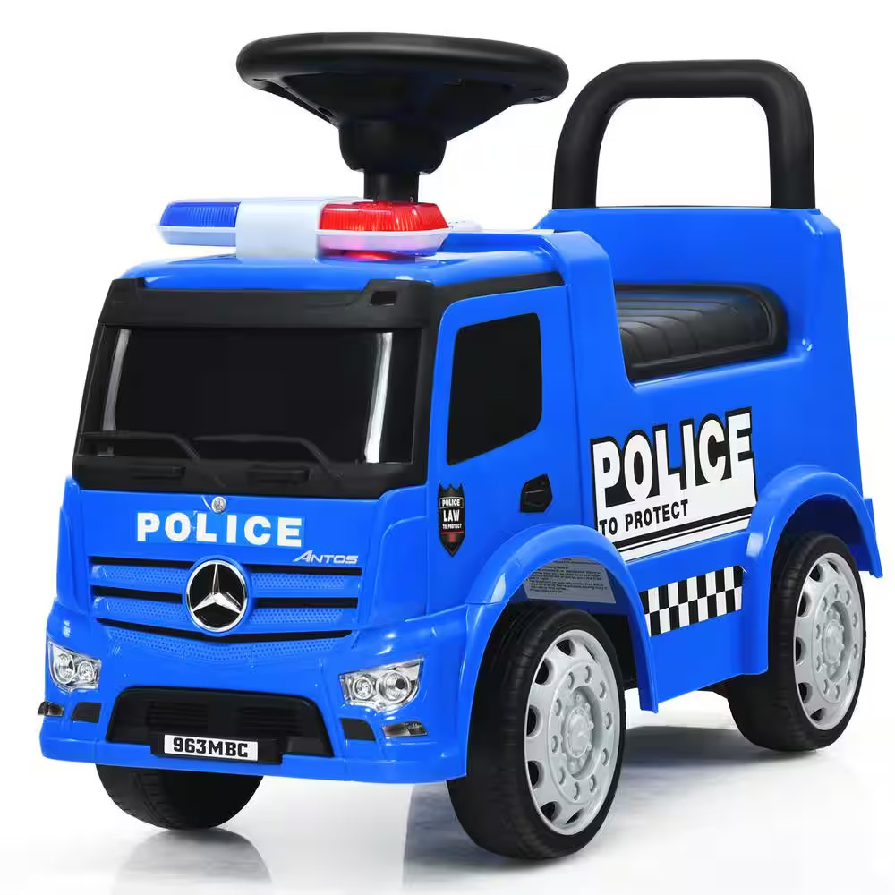 Kids Ride on Police Car 2-In-1 Toddler Push Car with Storage Space Indoor & Outd