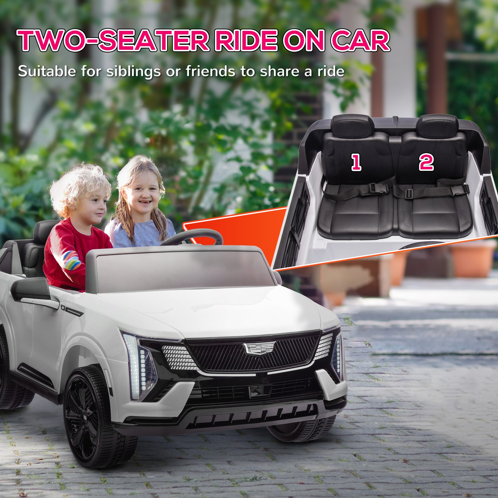 2-Seater 12V 10AH Ride on Truck with Remote Control, White