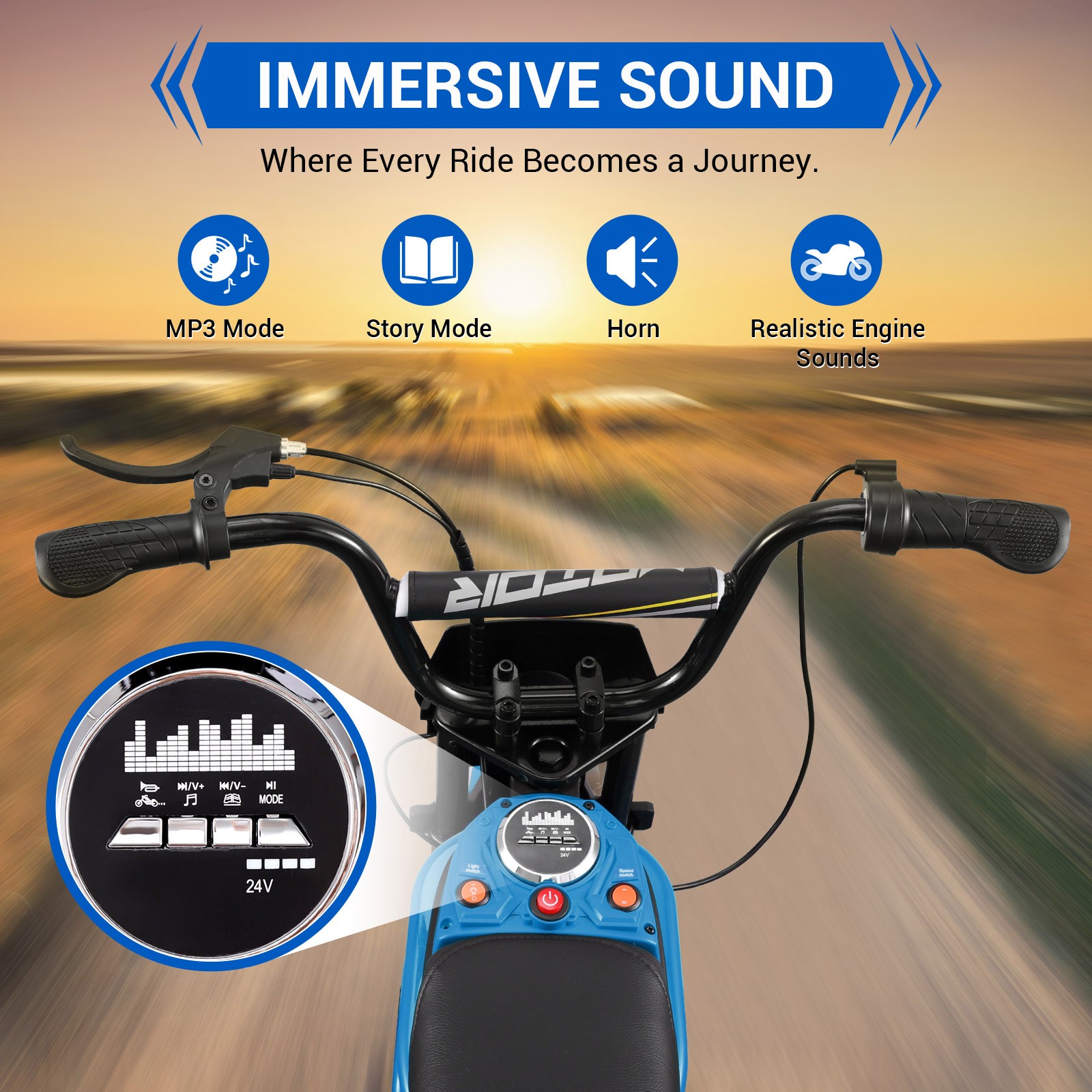 For Kids 8-12 Years 24V 350W Children’s Two-wheel Electric Mountain Motorbike