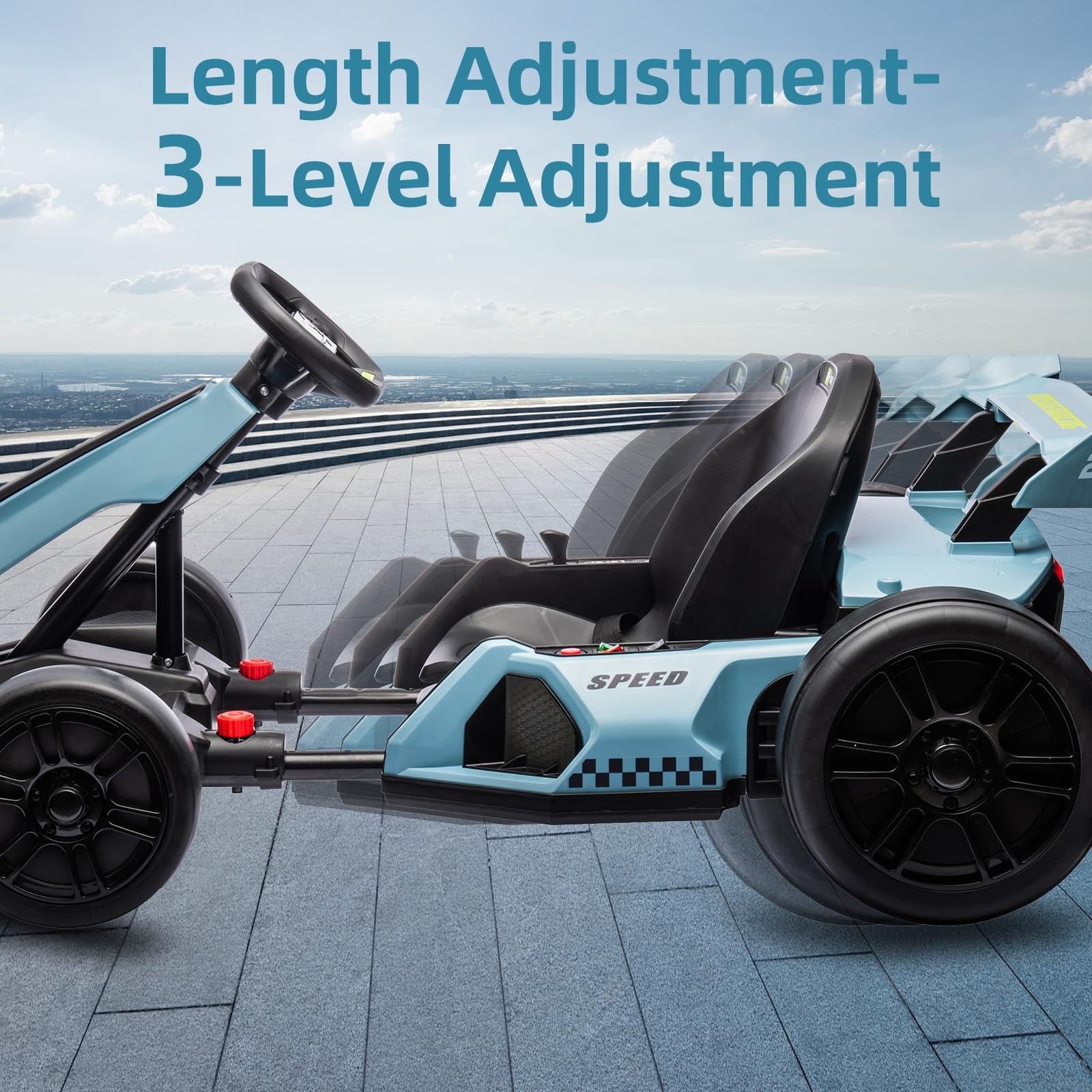 24V Electric Go Kart for Kids Ages 6-15,2x150W Motors,8MPH Drift Kart Seat Belt