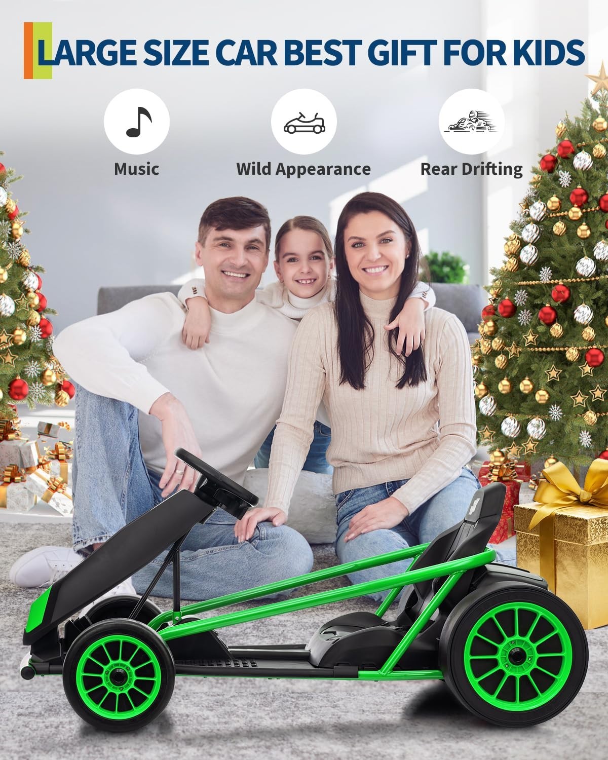 24V Go Kart for Kids High Speed Drifting Outdoor Ride On Toy for Teens W/ Music