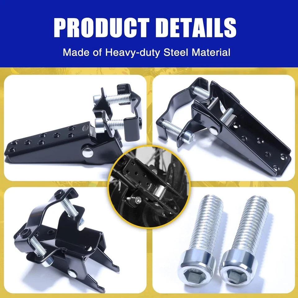 Universal Motorcycle Foot Pegs: Bike Footpegs Folding Pedal Fit for Mini Bike AT