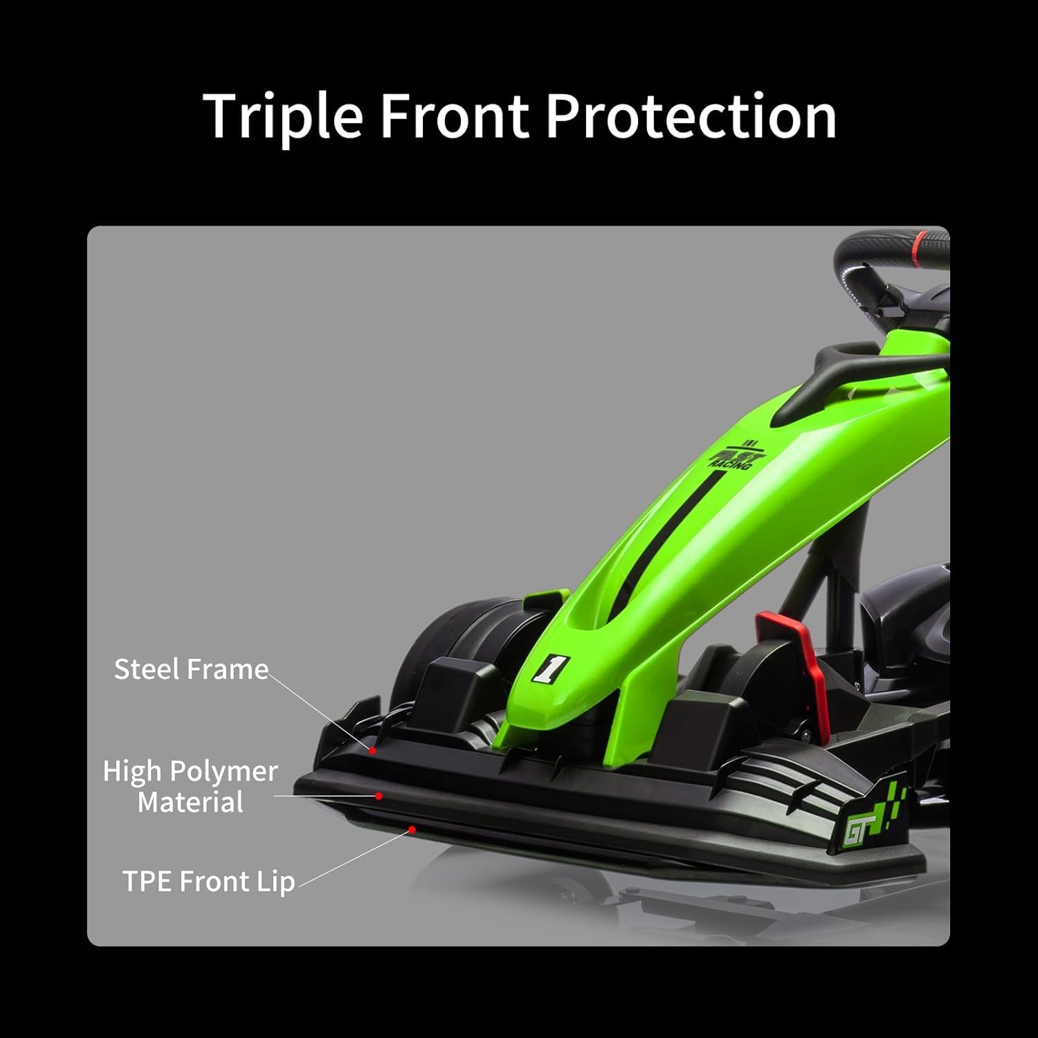 24V Drift Cart for Kids, Dual Motors, Electronic Brake, Adjustable Seat,Foldable