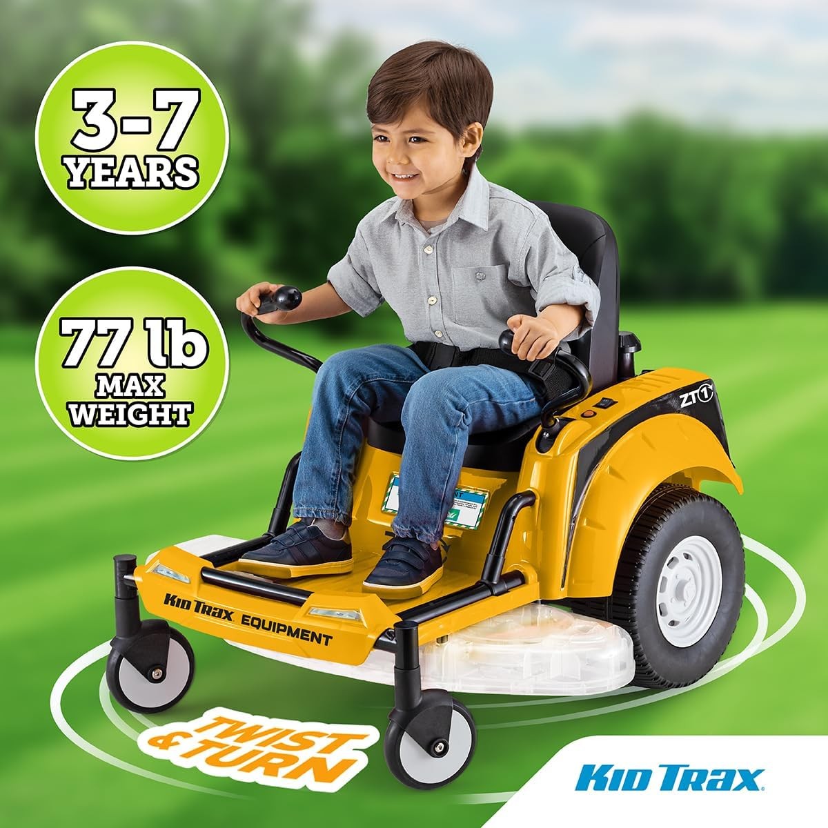 Kid Trax 12V Zero Turn Lawn Mower Toy 3MPH Yellow