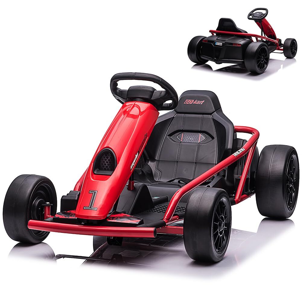 24V Electric Riding Go Kart for Kids 8MPH High Speed Drifting Car Ride Toy Gift