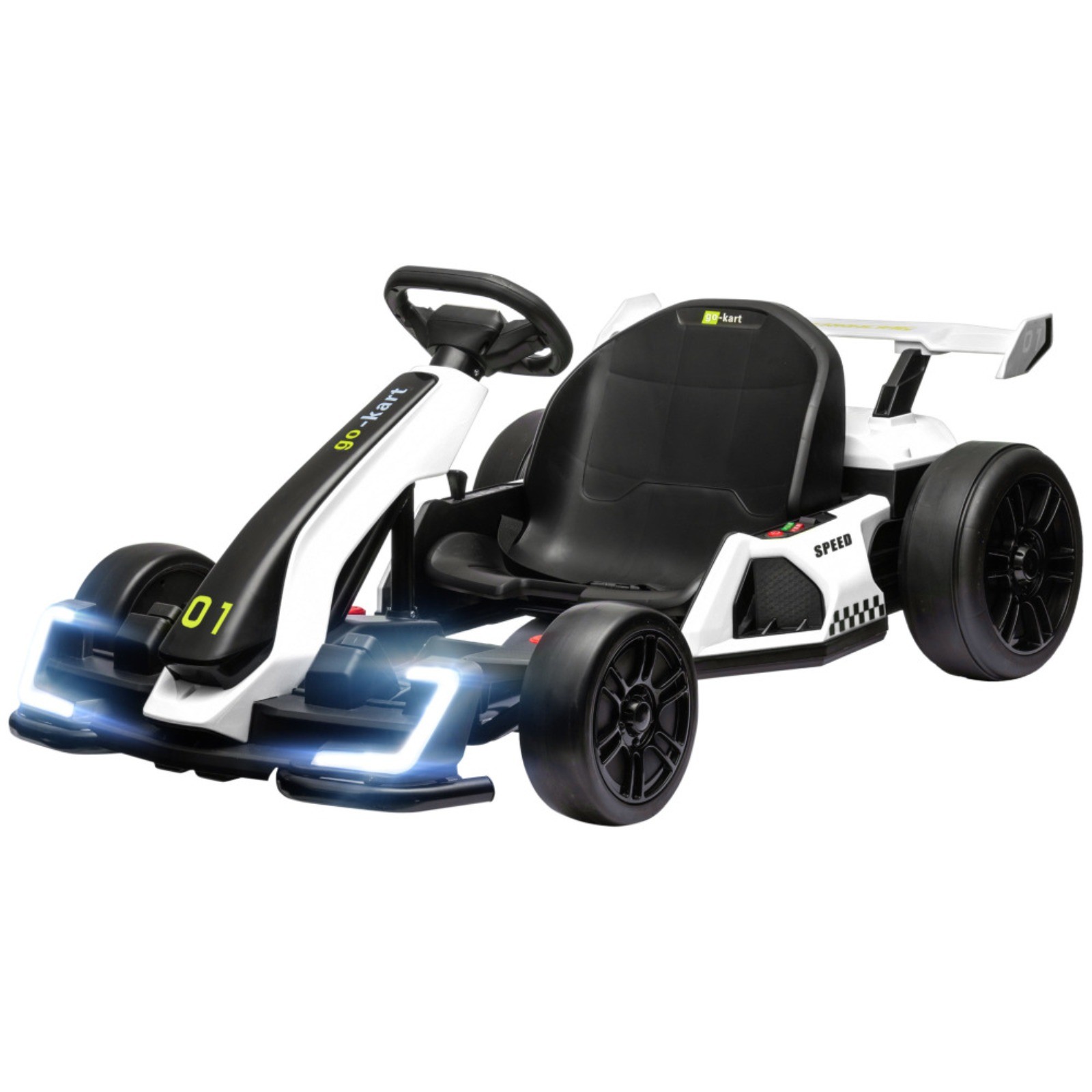 Aosom 24V 7.5 MPH Electric Go Kart Adjustable Seat Drifting for 6-12 White