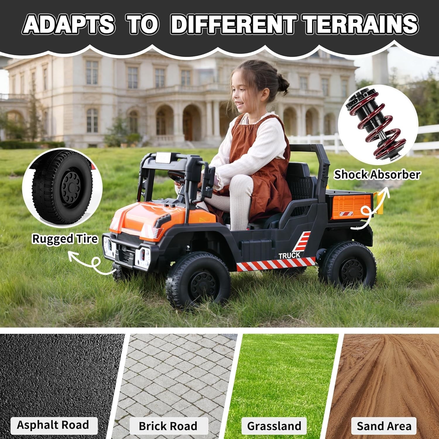 TOBBI Ride on Kids Car Dump Truck with Remote Control for Kids 3-8 Years, Yellow
