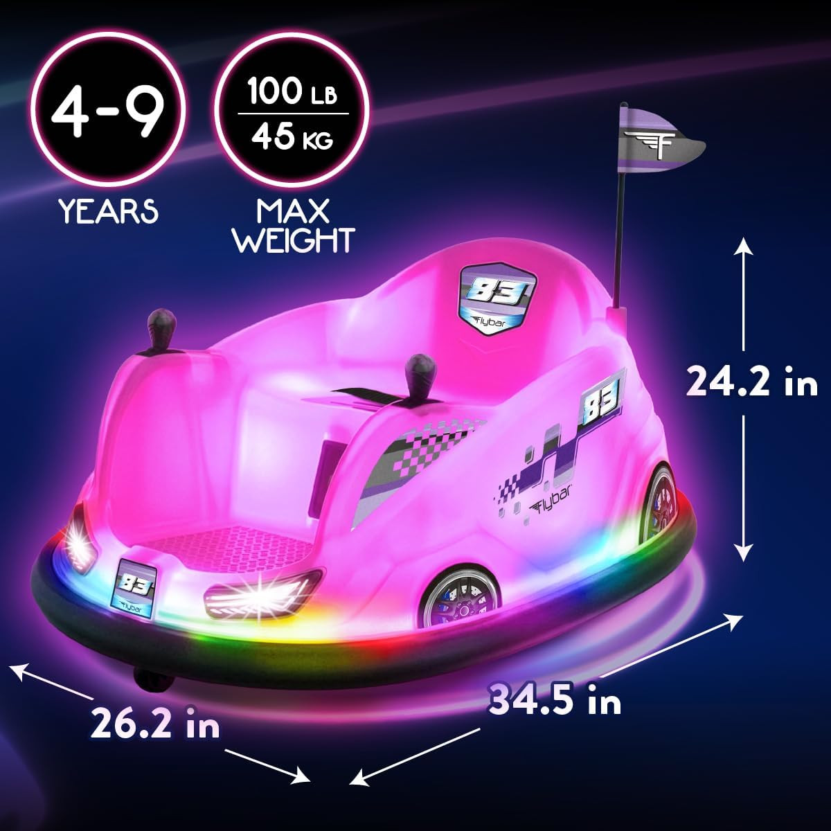 12V Glow Bumper Car Ride on Toy – Indoor/Outdoor Toys, Toddler Toys, Bumper Cars