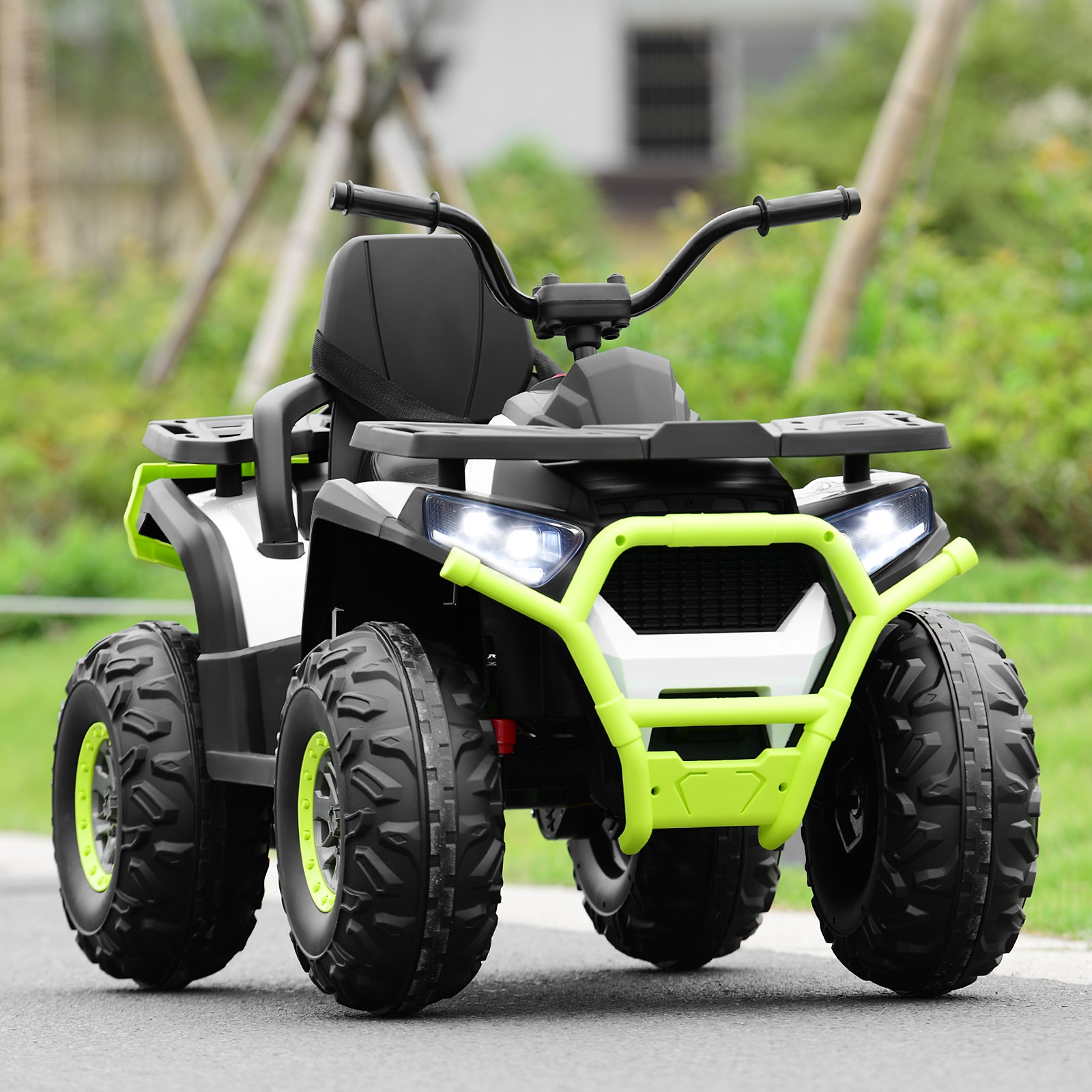 12V Kids Electric 4-Wheeler ATV Quad 2 Speeds Ride On Car w/MP3&LED Lights White