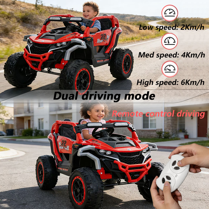 12V Kids Electric Car Truck 2 Seater Ride on UTV Toys with Remote LED Music, Red