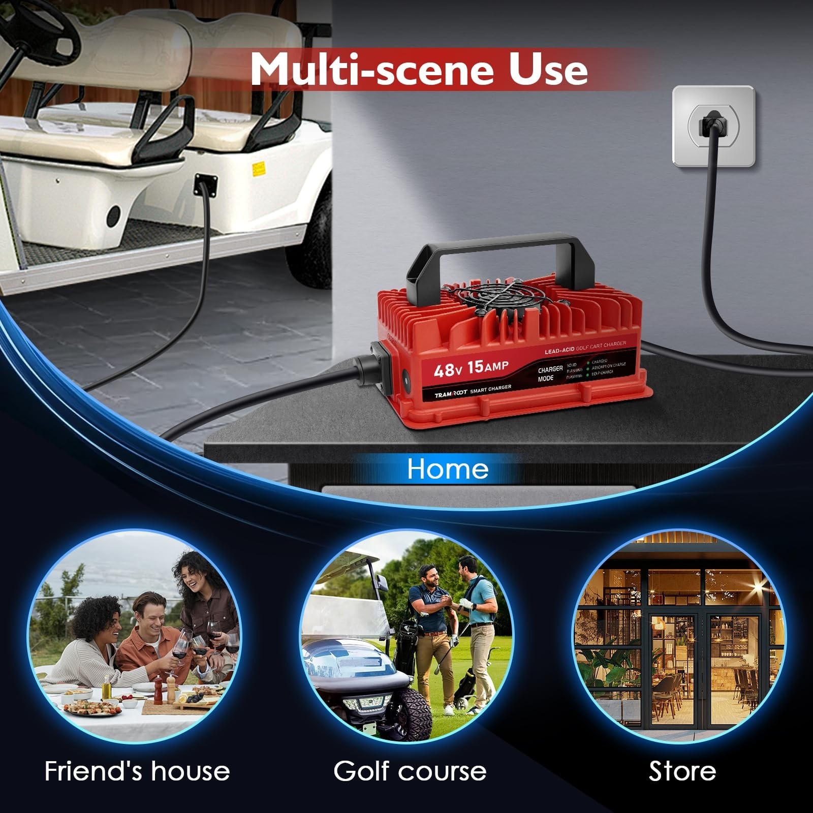 15 Amp Golf Cart Charger for 48 Volt Club Car DS & Precedent Lead Acid Batter…