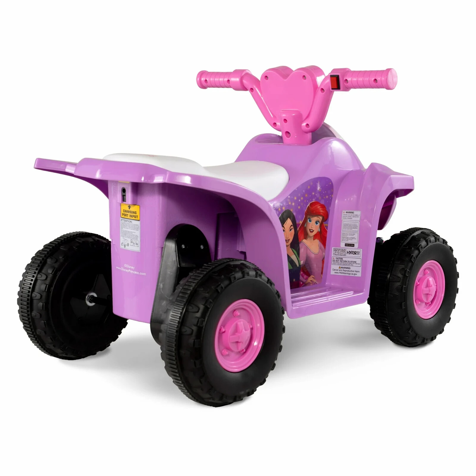 Kids Disney Princess 6V Battery-Powered Ride-On Quad, Ages 1.5+, Pink