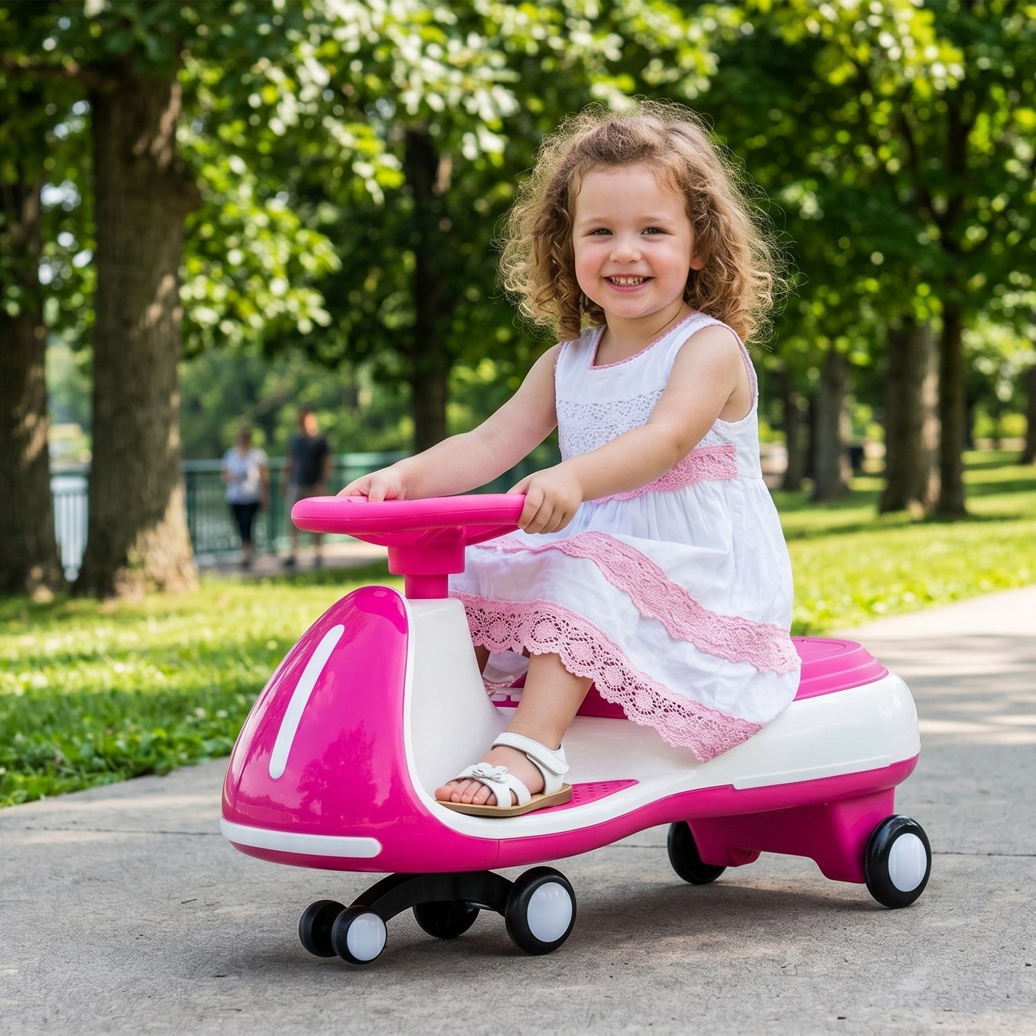 Electric Wiggle Ride Kids Twist Car with Wireless Music for Age 3-8 Car Toy Gift