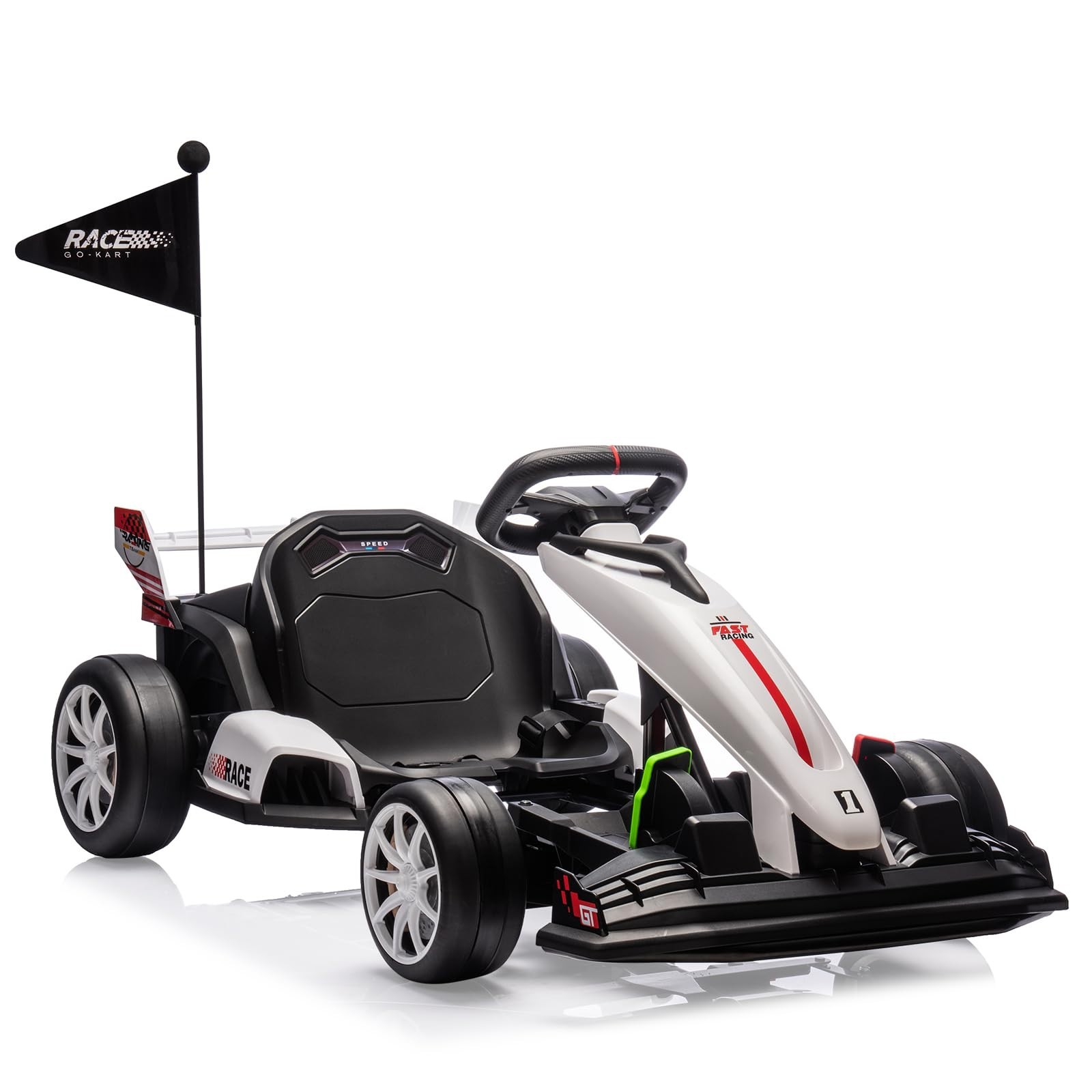 24V Electric Drift Kart for Kids Go Kart Ride Car w/ Adjustable Seat Ride on Toy