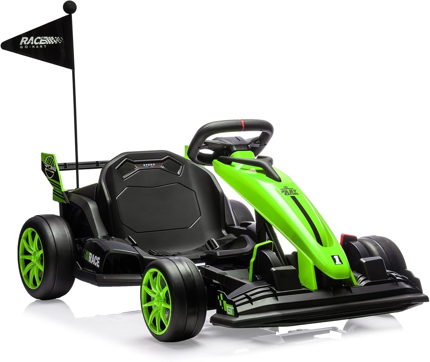 24V Drift Cart for Kids, Dual Motors, Electronic Brake, Adjustable Seat,Foldable