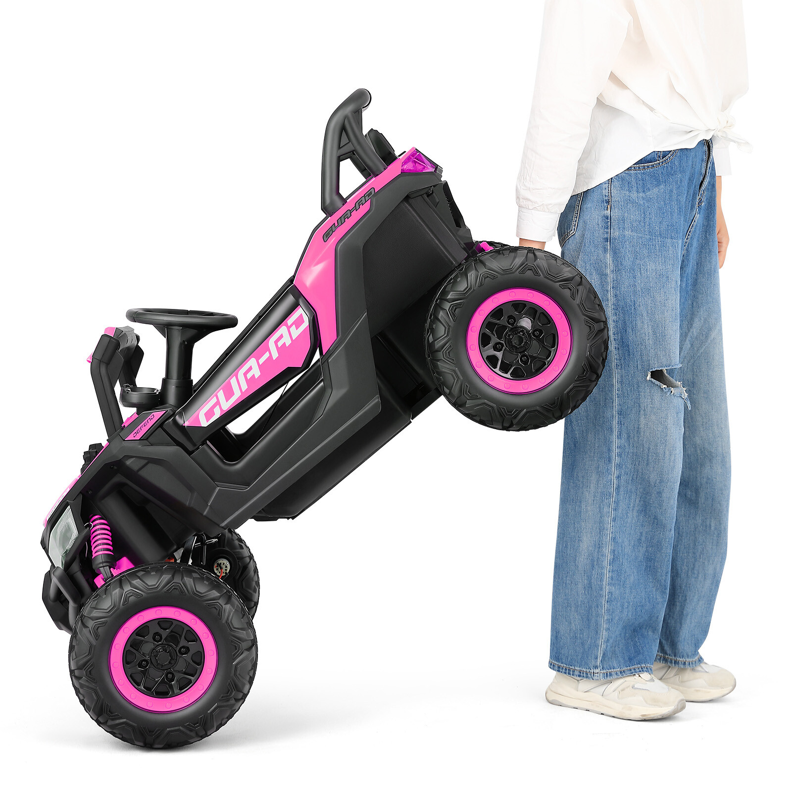 12V Kids Pink Ride On UTV Vehicle Electric Off-Road Car with Music, RC, LED
