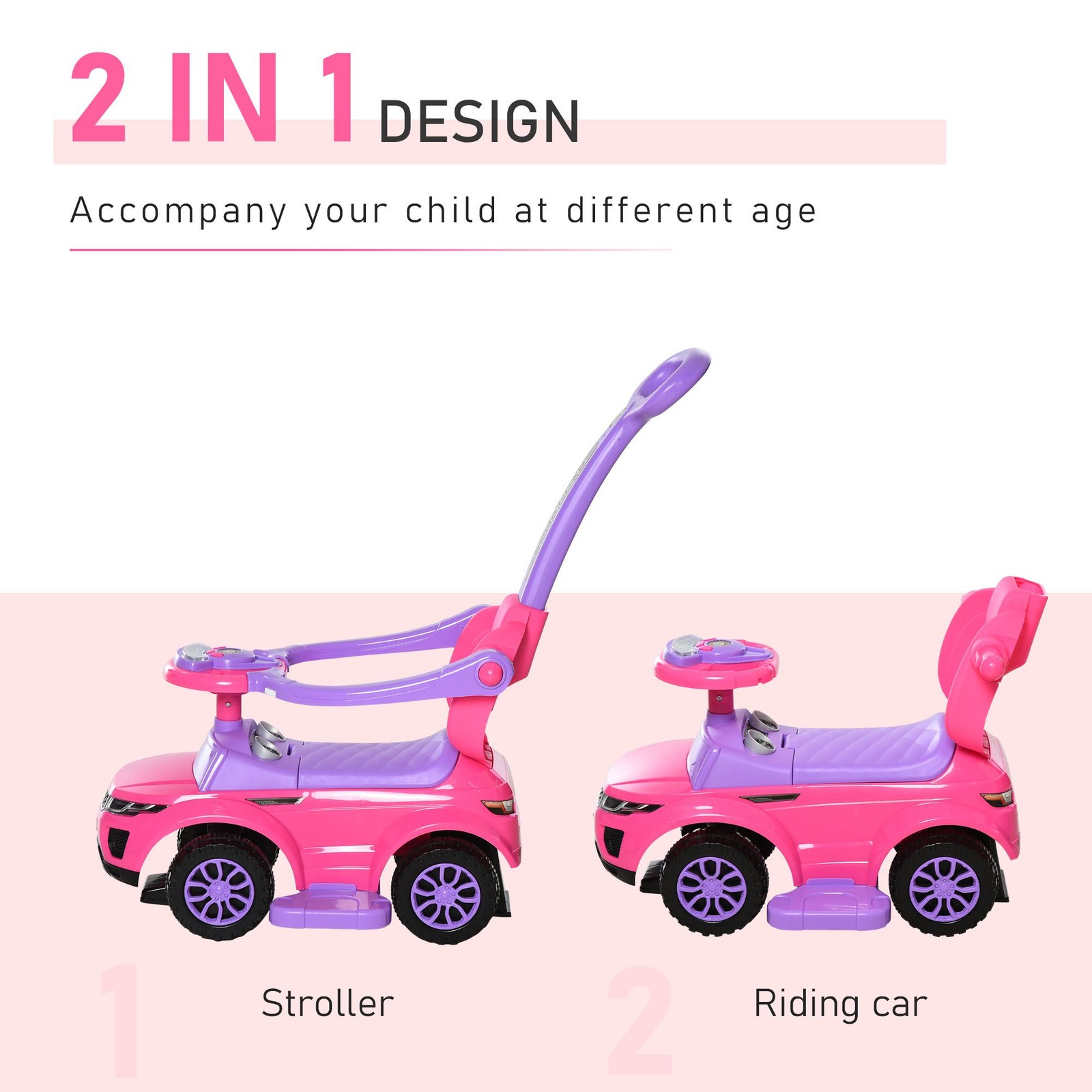 Musical Ride-On Experience with Steering Control, 55lb Capacity Frame