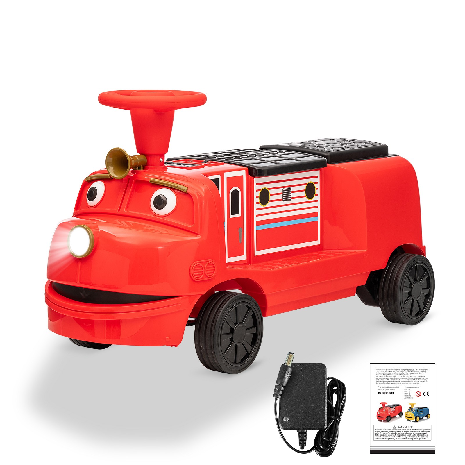 12V Kids Ride On Car 2-Seater Electric Toy Train Trackless Battery Powered Car