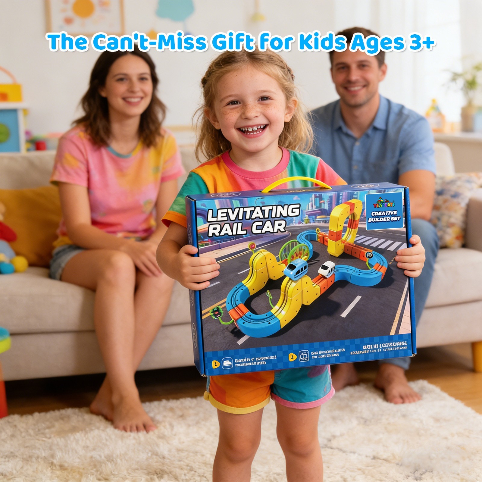 Cube Track Fusion Electric Train Set, Buildable Gravity Rail Toy for Kids 4-8