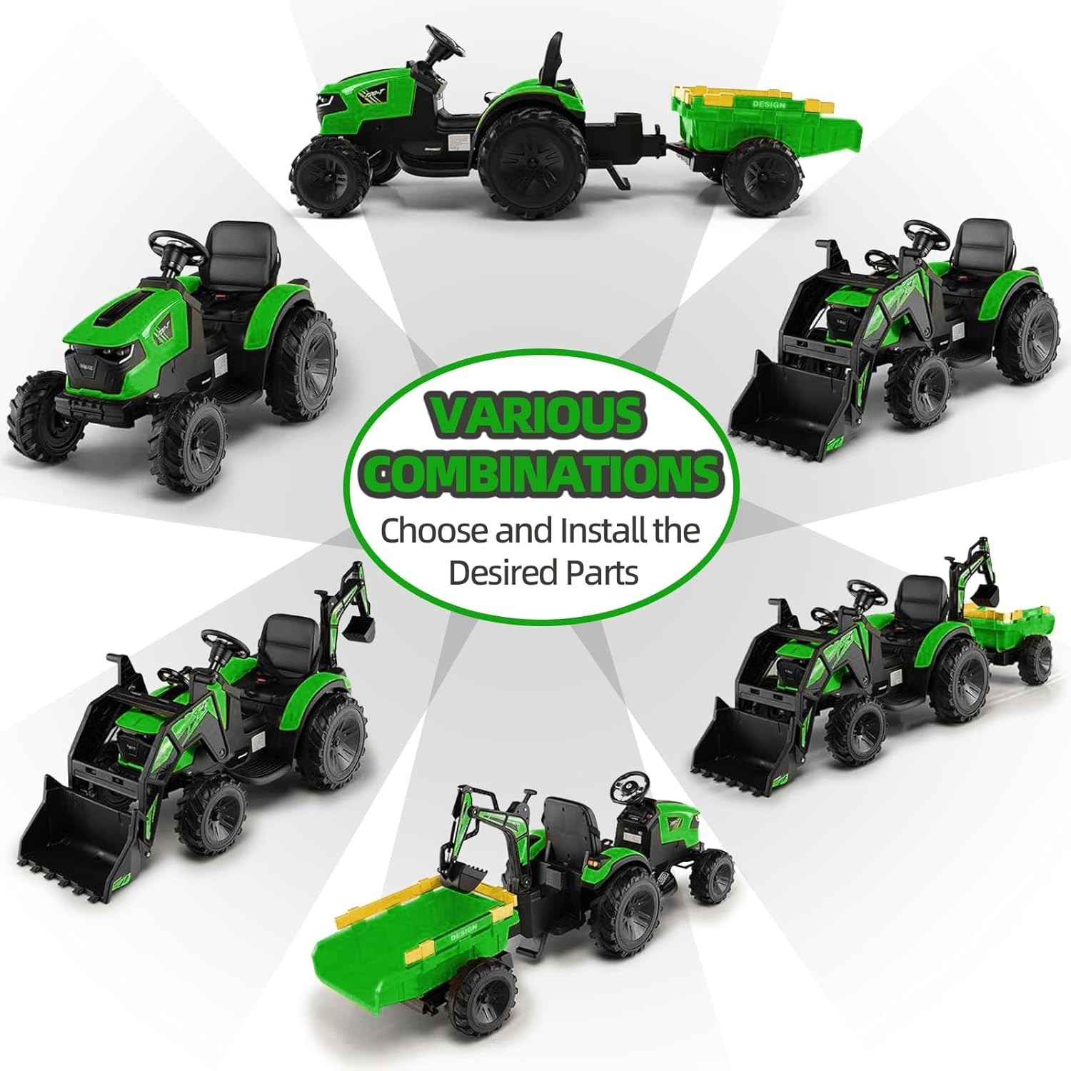 3in1 Kids 24V Ride On Tractor Excavator Electric w/Trailer Digger Remote Control