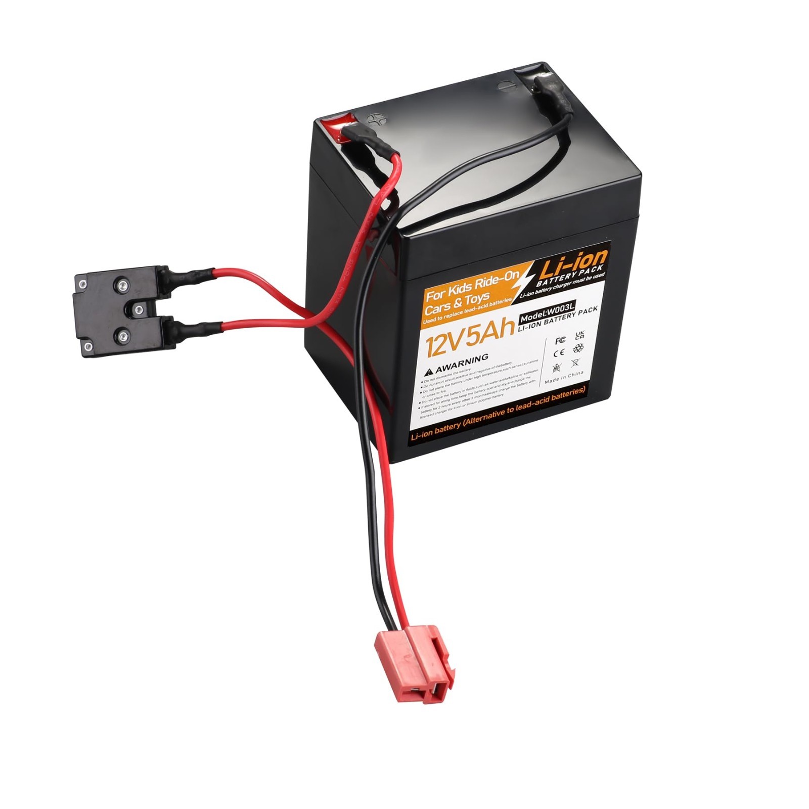 12V 5Ah Lithium-ion Replacement Battery for Kids Ride-On Toy Car, Durable Power