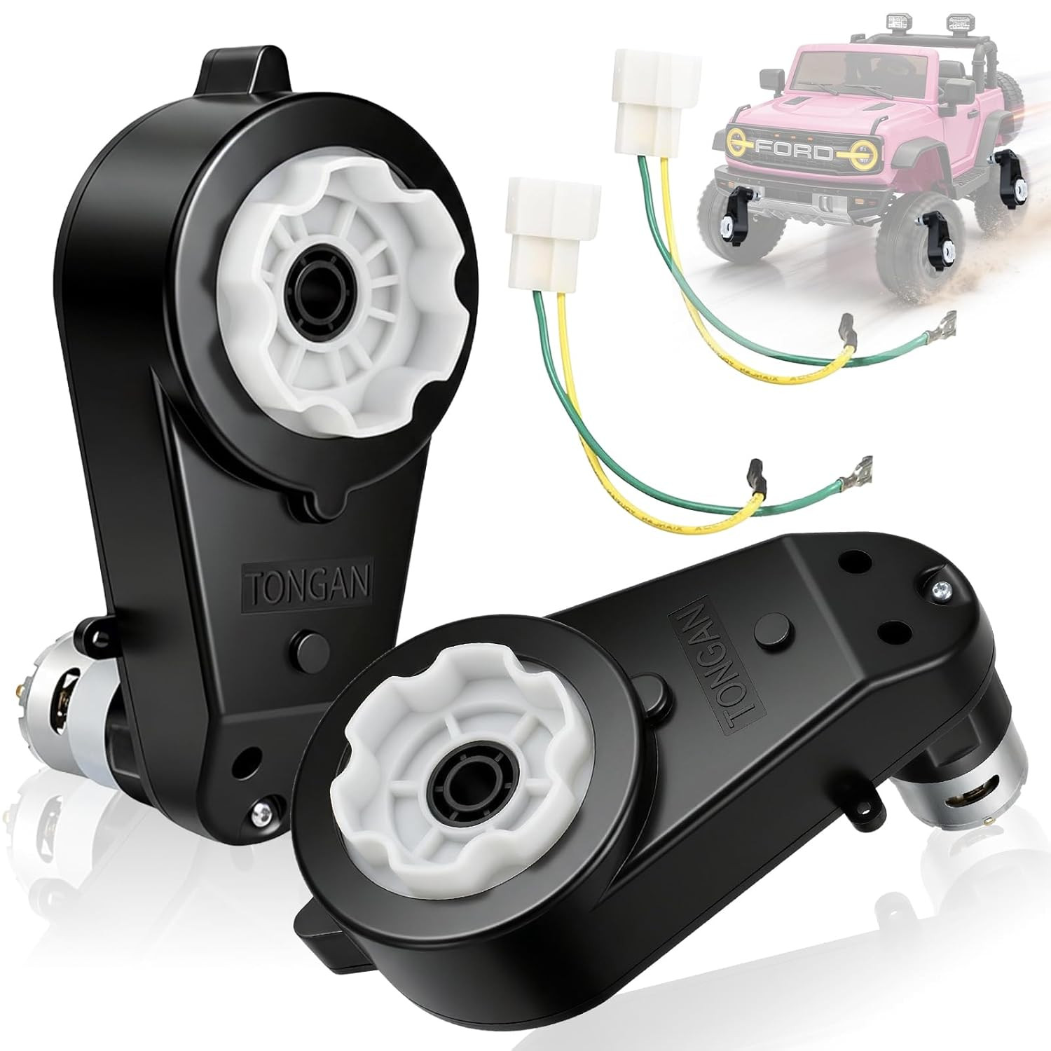 24V Powered Wheels Motor Upgrade RS555 High Speed 40000RPM Motor with Gearbox 2P