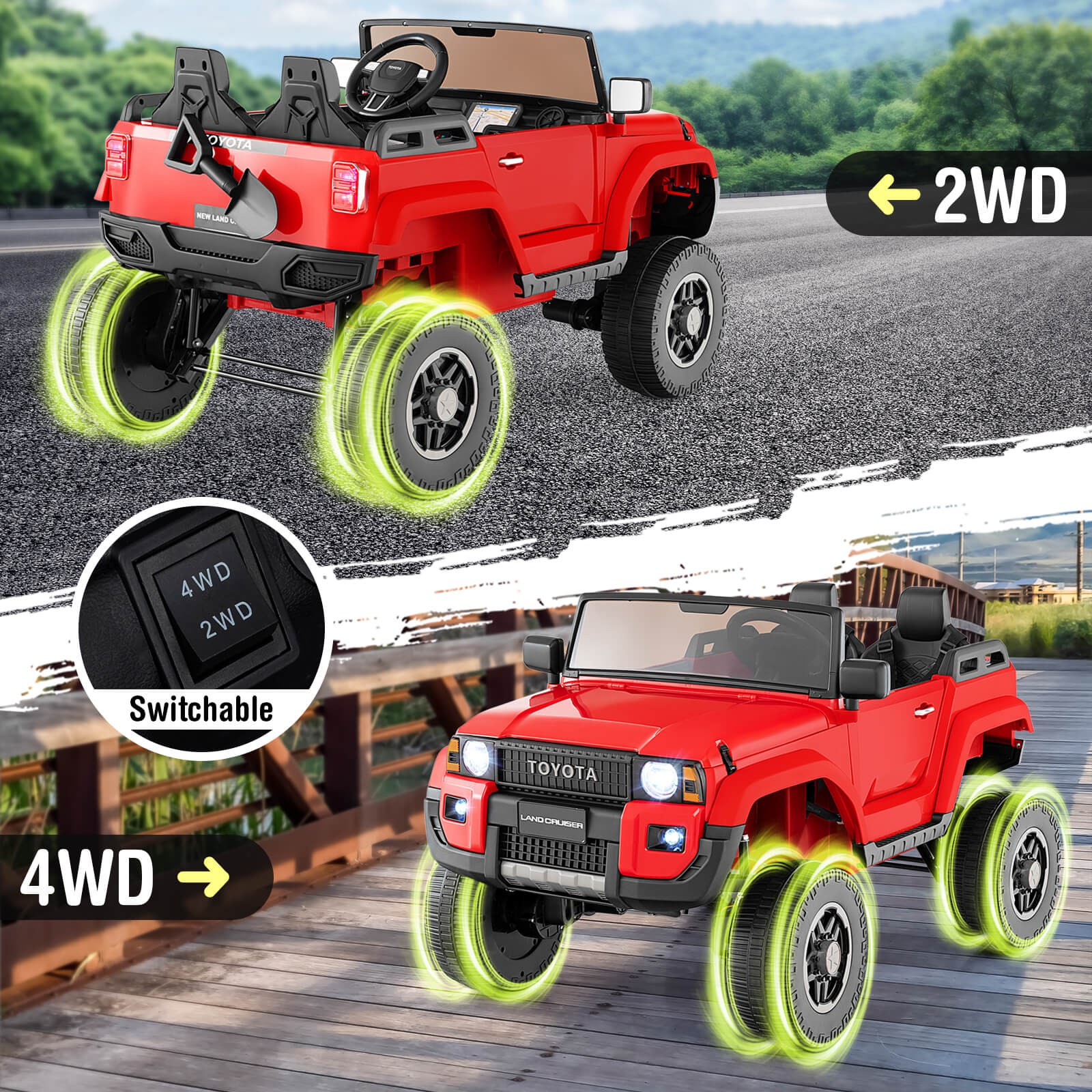 24V 2 Seater Ride on Car for Kids Licensed Toyota LC250 Ride on Truck w/Remote