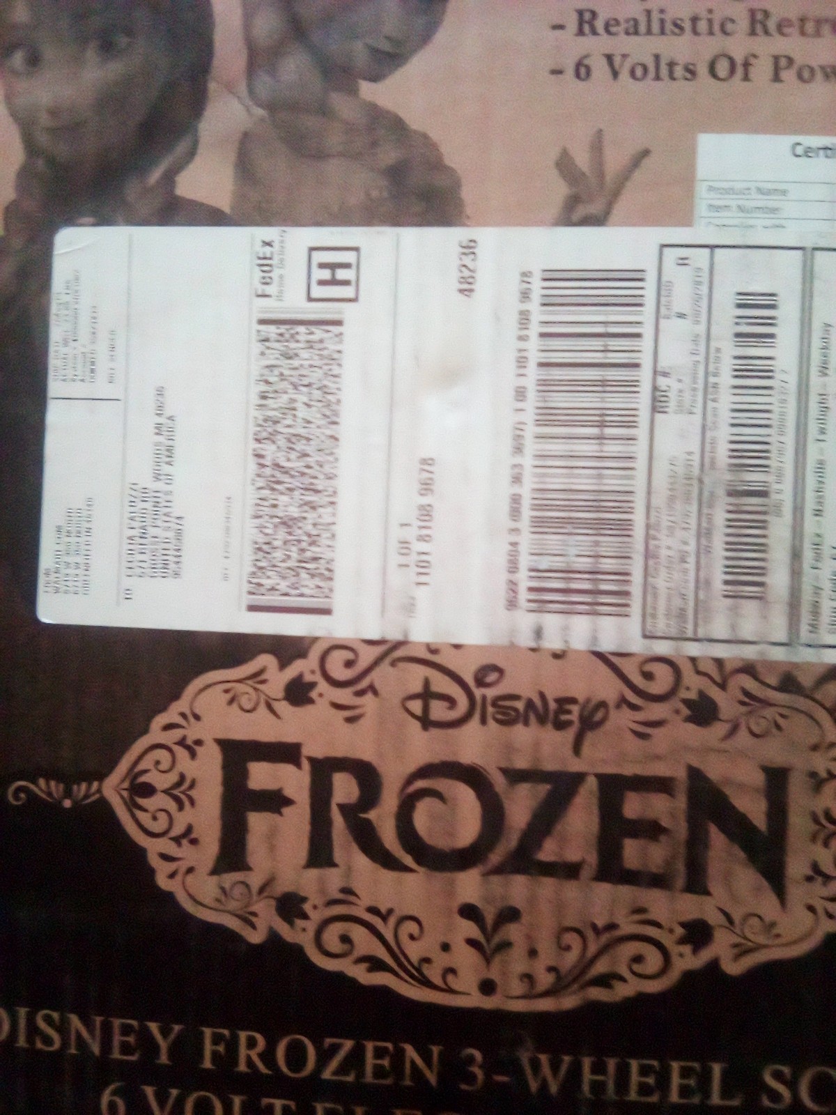 Disney Frozen 3-Wheel Scooter 6 Volt Ride-On Toy Ages 3-6 Princesses 2019
