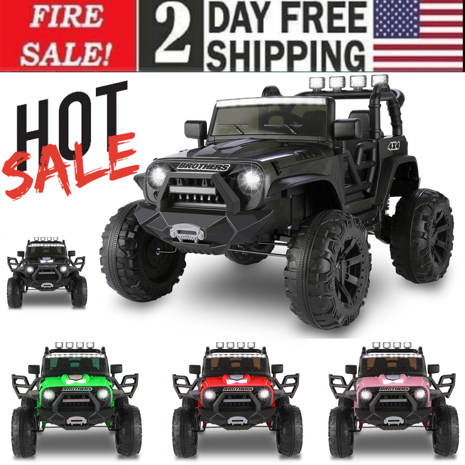 12/24V Large Ride On Truck Kids Electric Car+Parental Remote Control Xmas Gift