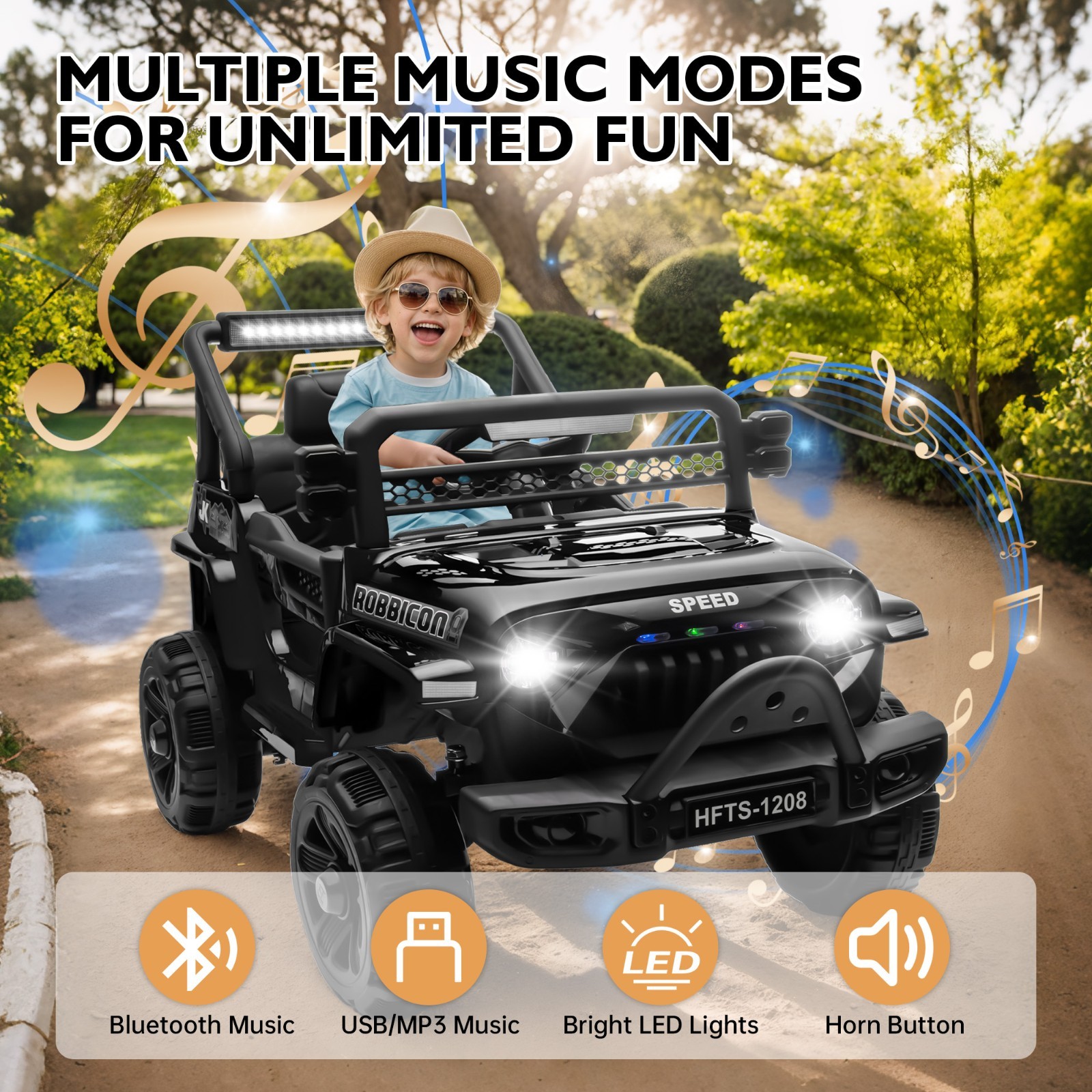 12V Electric Car Ride On Truck for Kids w/ Remote, Powered Wheels Toys, Black