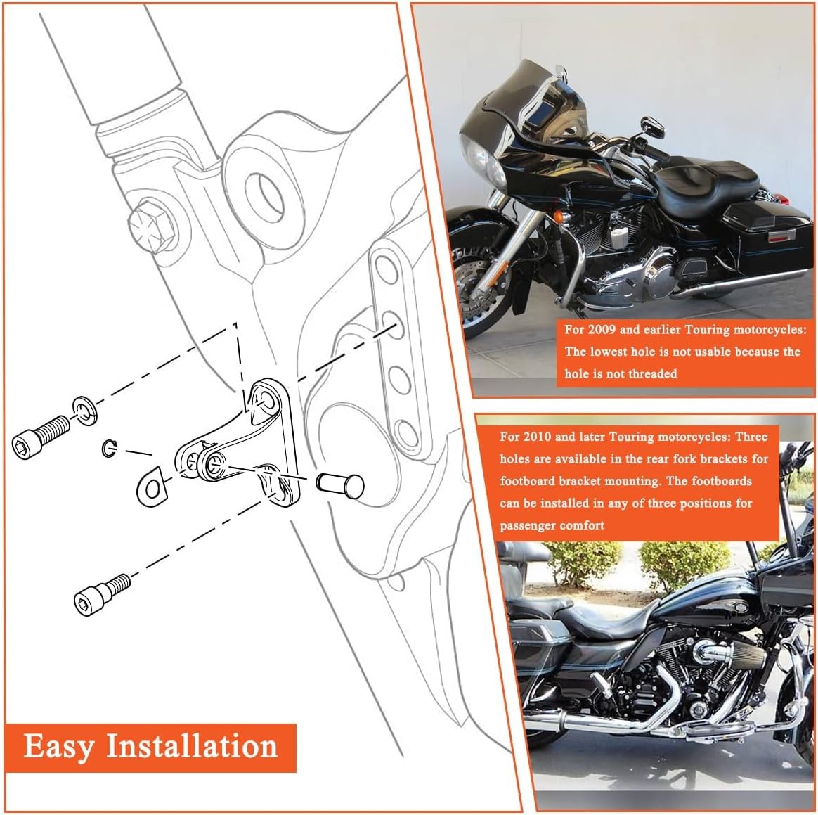 Motorcycle Parts,Passenger Mini Footboard Mount Kit for Harley Touring models…