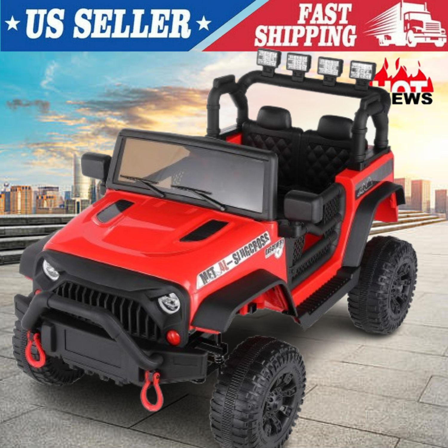 Kids Ride On Car Trucks 12/24V Electric Toy+Music LED Light Remote Control Gift-