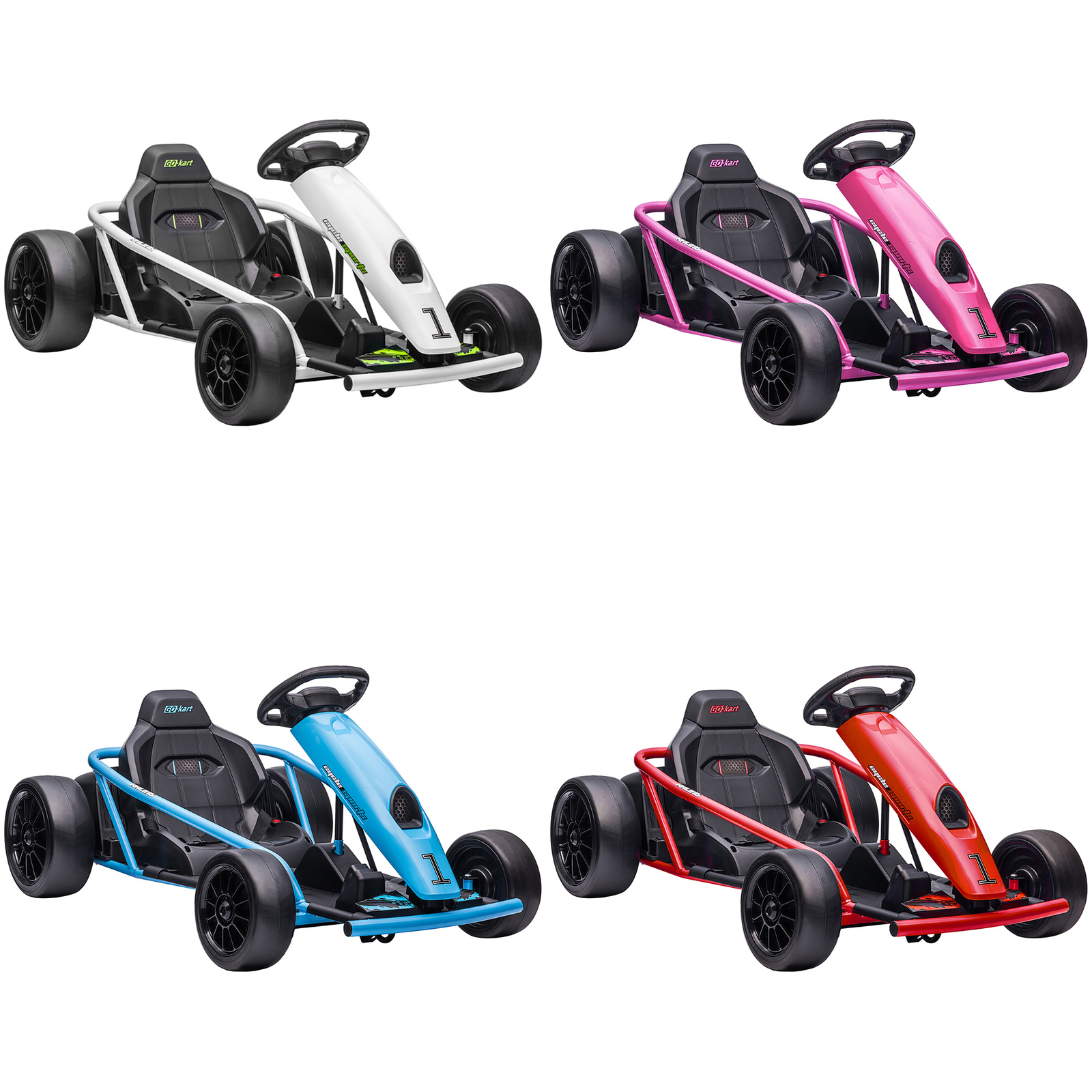 24V 8.1 MPH Electric Go Kart with Music, Horn Honking, Slow Start