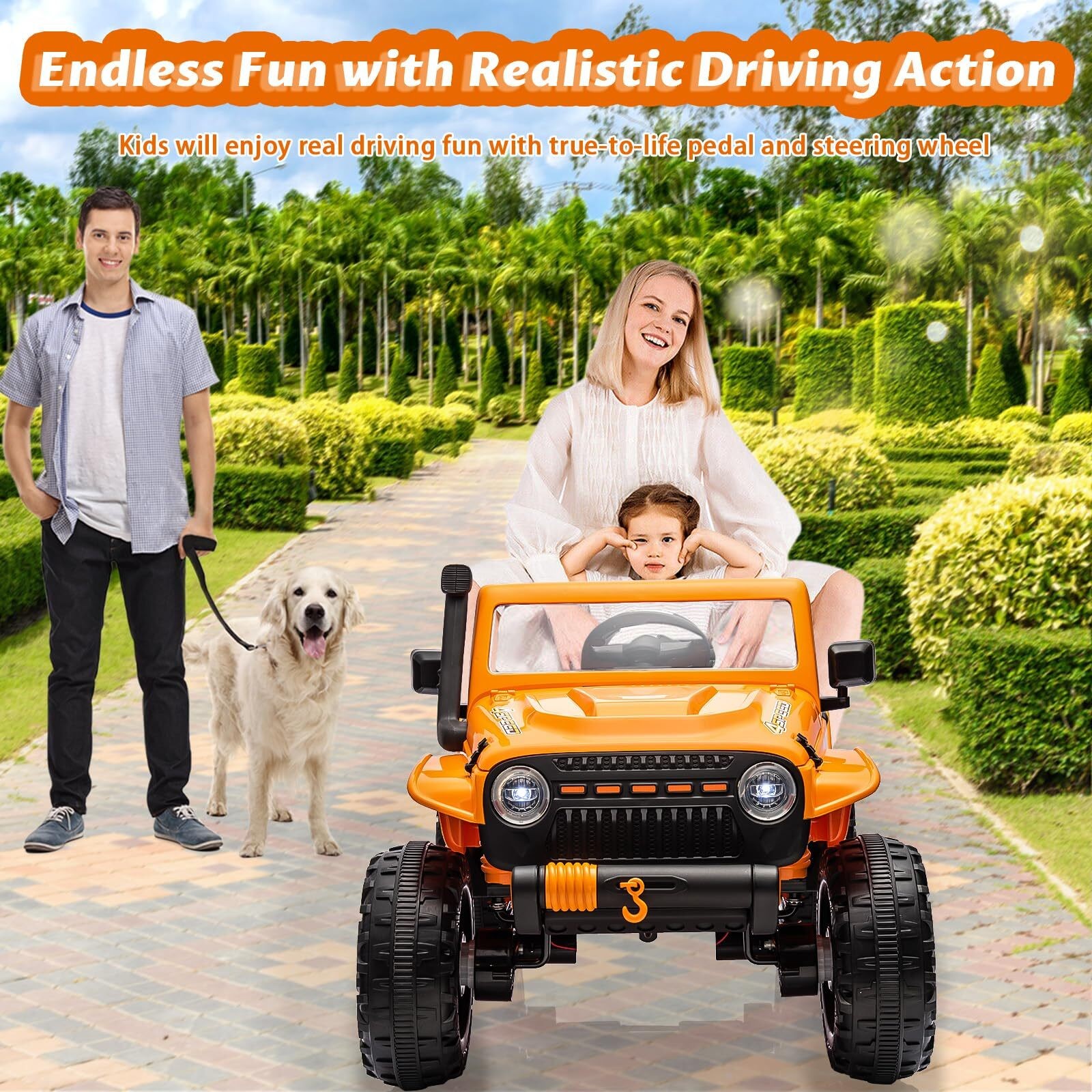24V Ride on Car Truck for Kids Toy Car with Remote Control, Music, LED Lights