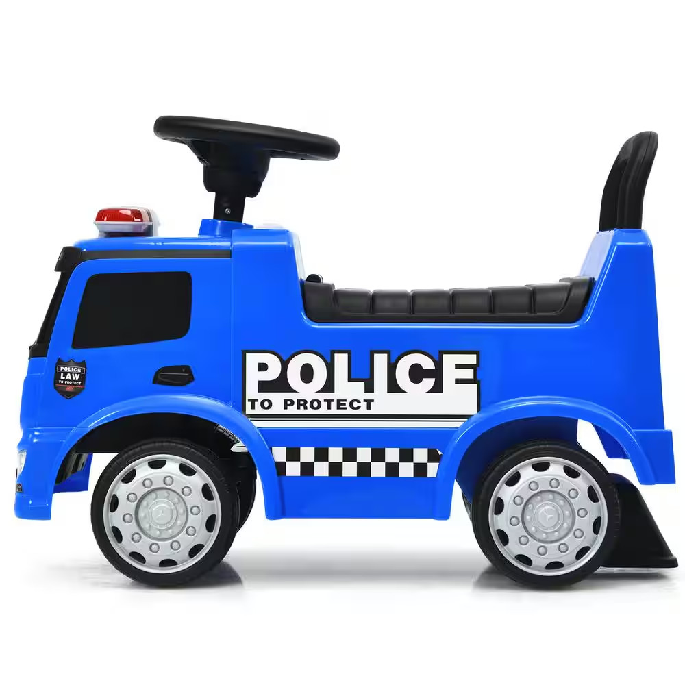 Kids Ride on Police Car 2-In-1 Toddler Push Car with Storage Space Indoor & Outd