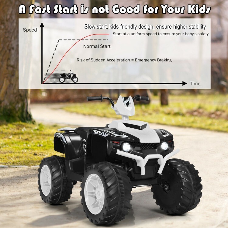 12V Kids 4-Wheeler ATV Quad Ride On Car w/ LED Light & Music Vehicle Toy White