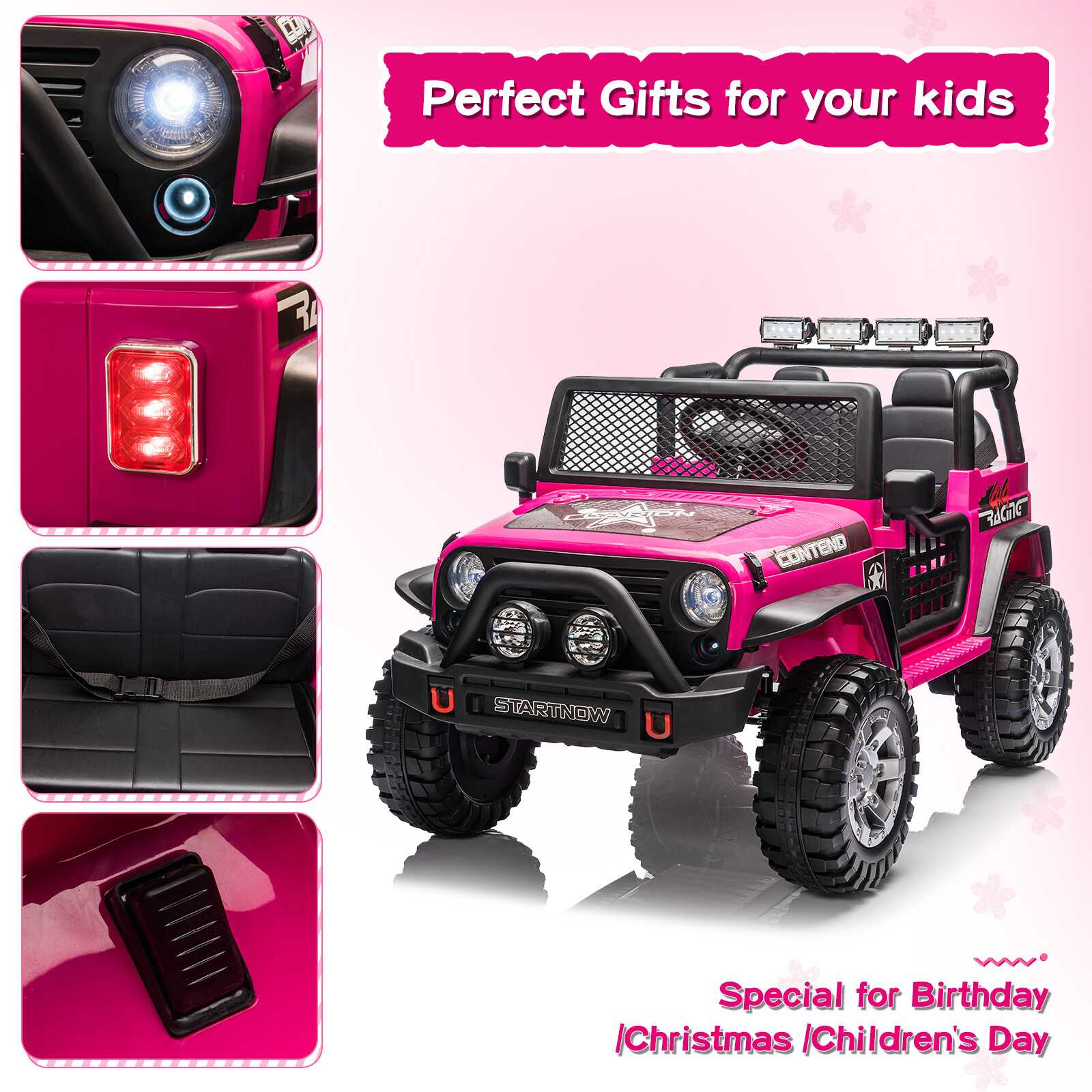 12V Kids Ride On Car Jeep Electric Truck 2 Seats Off-Road Vehicle Remote Control