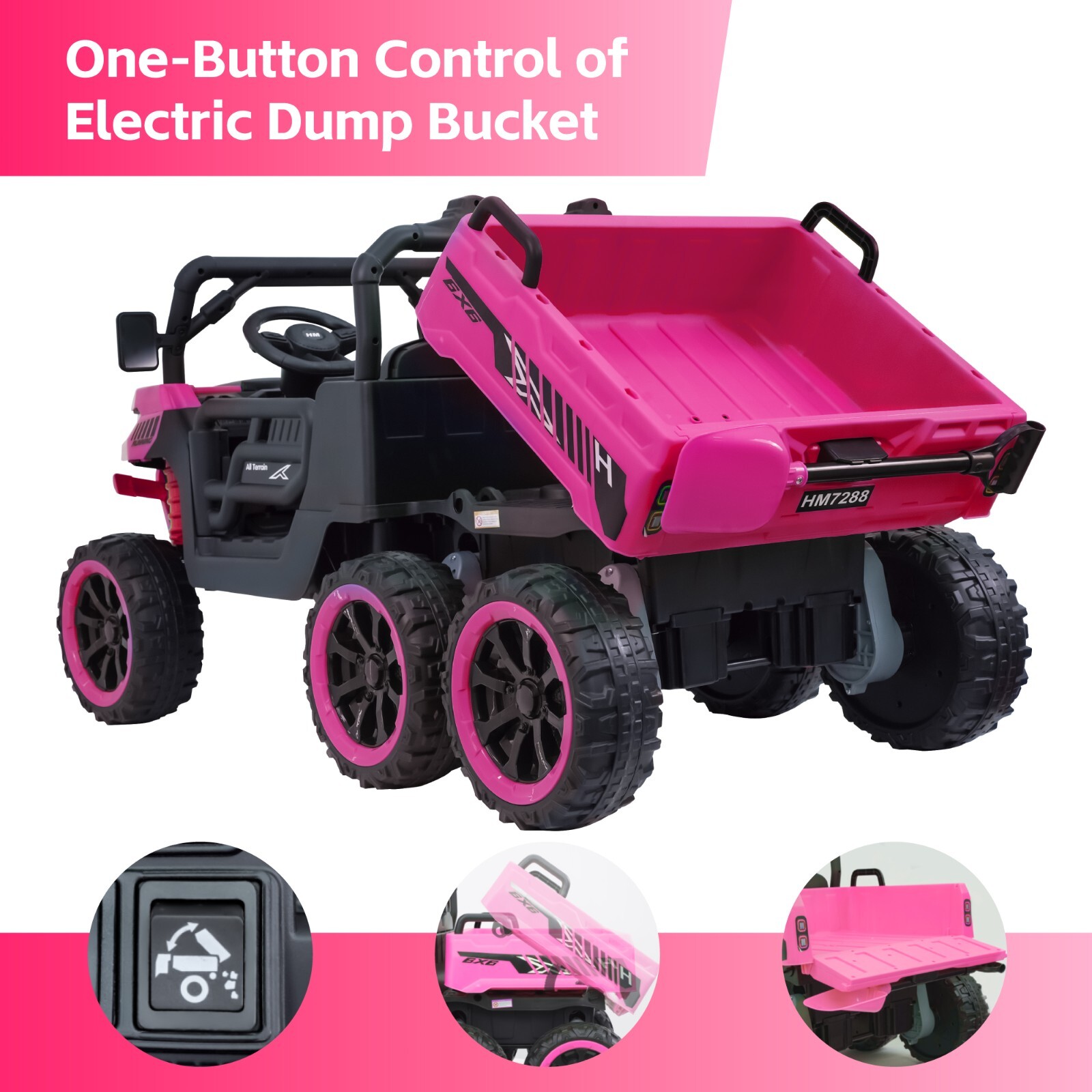 Pink 24V Kids Electric Car Battery Dump Bed Truck 7mph Ride on Toy w/Remote MP3