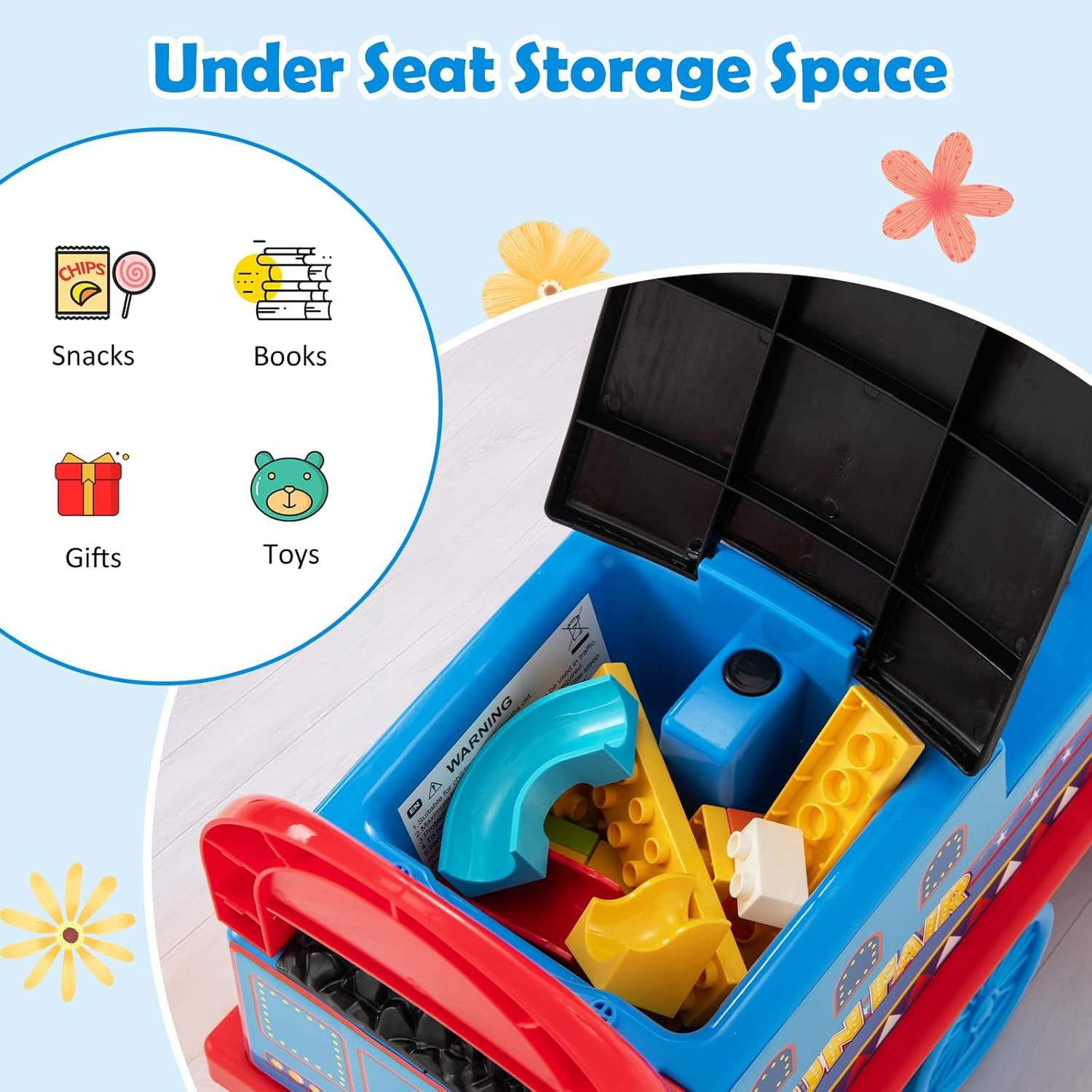 Ride-On Train 6V Circular Track Ride On Toy Tracks Storage Seat Light Music