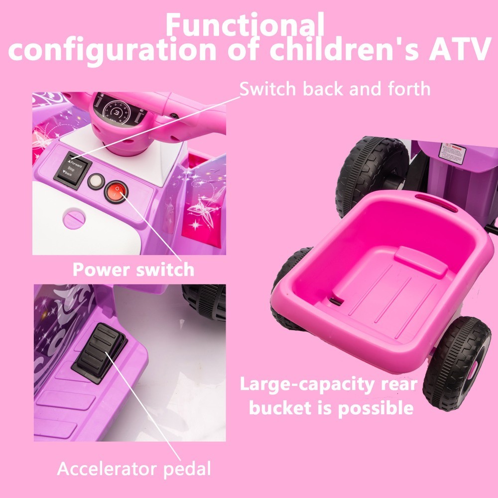 Electric Ride on ATV 4 Wheeler Battery Powered Quad Car Toy for Kids Toddler 3-6