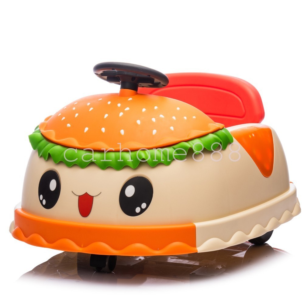 12V Kids Ride On Electric Bumper Car W/Parents Control, Cute Realistic Hamburger