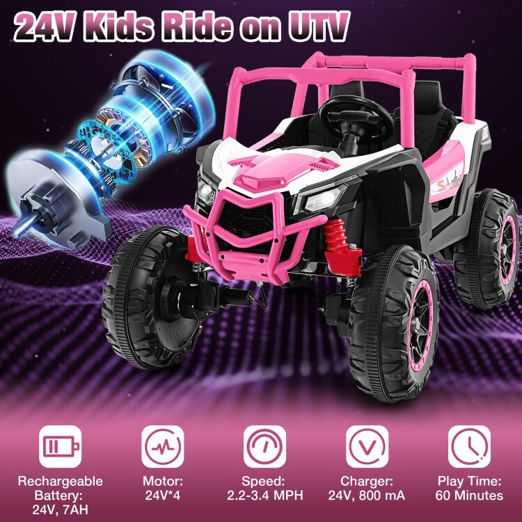 24V Kids Ride on UTV Toy 2-Seater & 2.4G Remote Control Over 3 Year Old Children