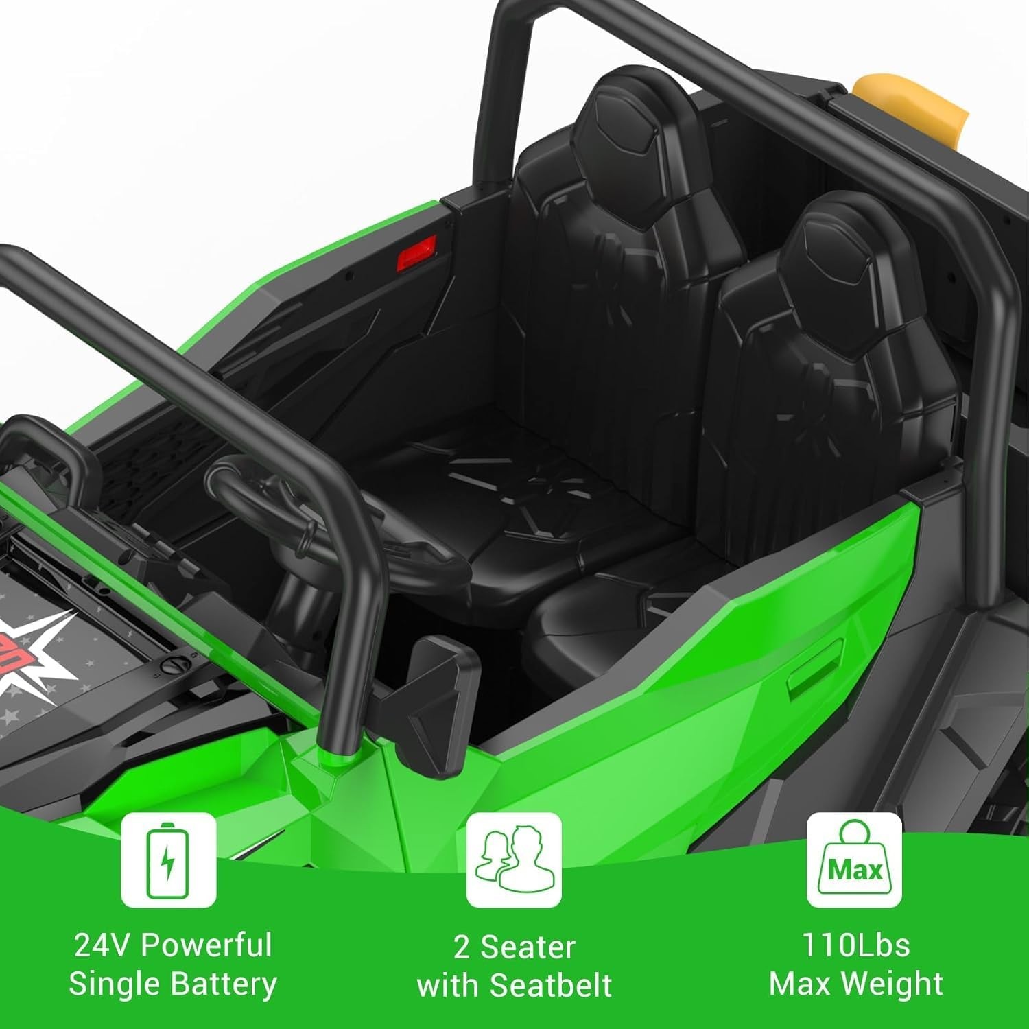 24V Ride On Truck for Kids w/ Remote, 4WD, LED Lights,Bluetooth,Dump Bed,2 Seats
