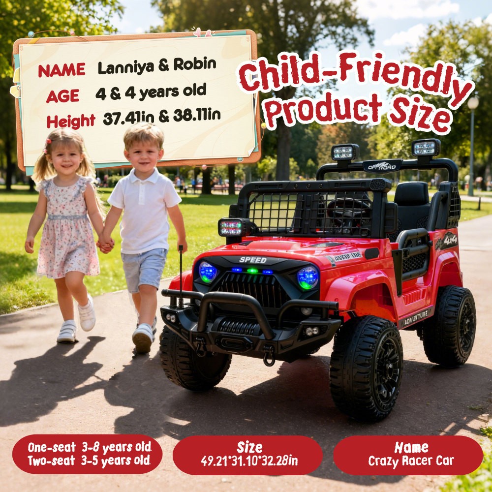 24V Two-seater Kids Ride On Truck 2WD Suspension 8.66in Ground