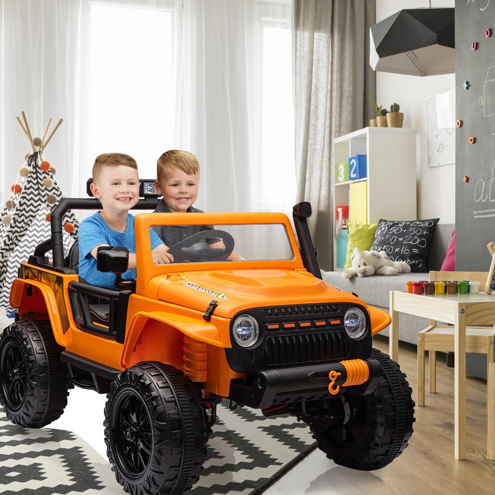 24V Ride on Car Truck for Kids Toy Car with Remote Control, Music, LED Lights