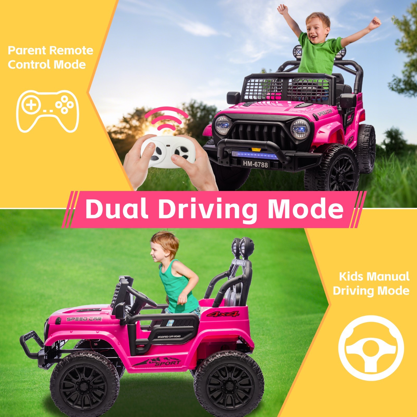 2 Seater Kids Electric Car 24V Ride on Toy Battery Power Wheel Truck with Remote